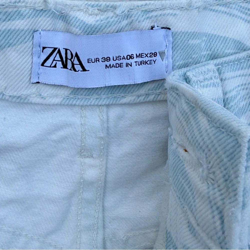 Boho Zara High Waist Marble Swirl Button Fly Jean Shorts Women's 6 Pastel Beach
